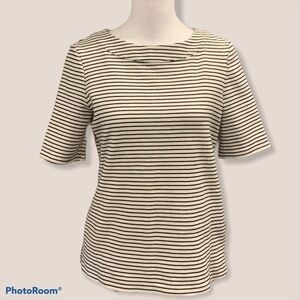 Talbots Petite Navy Blue/White‎ Striped Top Sz Small Petite